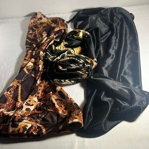 Set of 3 hair accesories includes black satin night cover to keep your hair nice